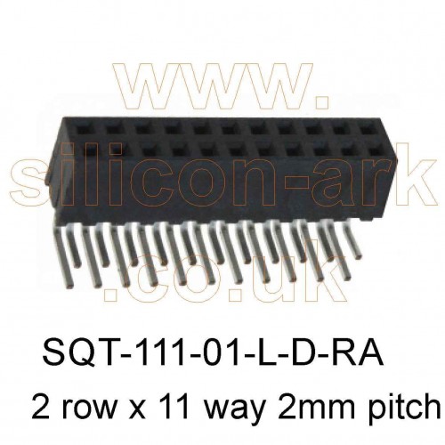 Socket Strip 11-way x 2 row 2mm pitch (SQT-111-01-L-D-RA) - Samtec