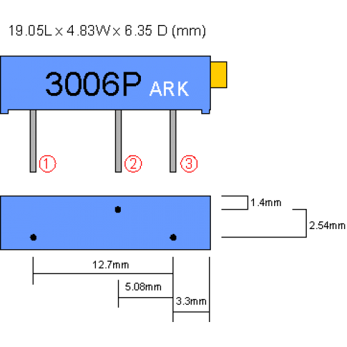 200K Ohm Trimpot (3006P-1-204) - Bourns