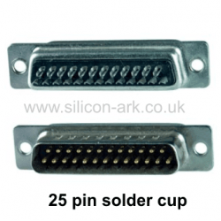 D-Sub 25-way male connector with solder cup contact - RS Components