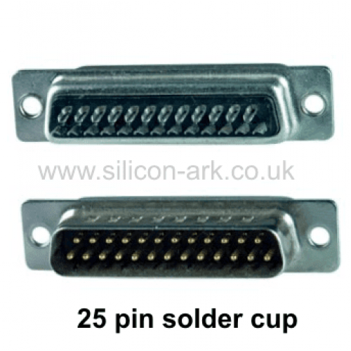 D-Sub 25-way male connector with solder cup contact - RS Components