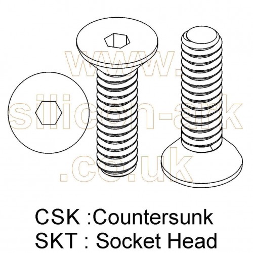 M6 x 25mm  Black CSK Socket Head screw (10 pack)