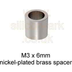 M3 x 6mm through brass spacer (10 Pack) - RS