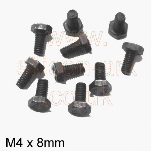 M4 x 8mm BK Steel Hex Bolt (10-pack)