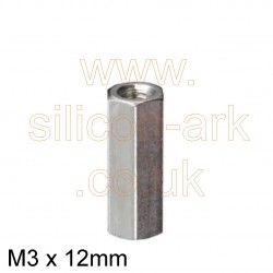 Standoff Brass M3 12 x 5mm AF hex