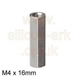Standoff Brass M4 16 x 7mm AF hex - Harwin
