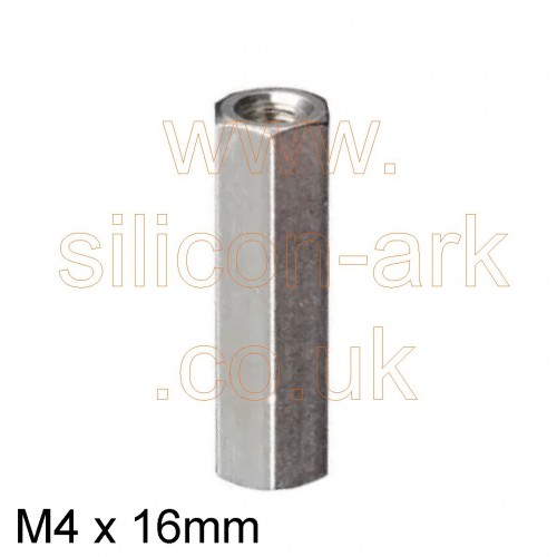 Standoff Brass M4 16 x 7mm AF hex - Harwin
