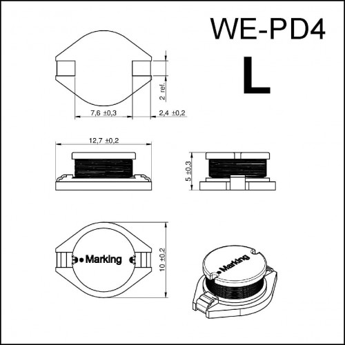 4.7uH  5Amp L SMD inductor (74456047)  - Wurth Elektronik