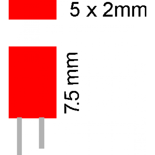 LED - 5 x 2mm rectangular RED - unbranded