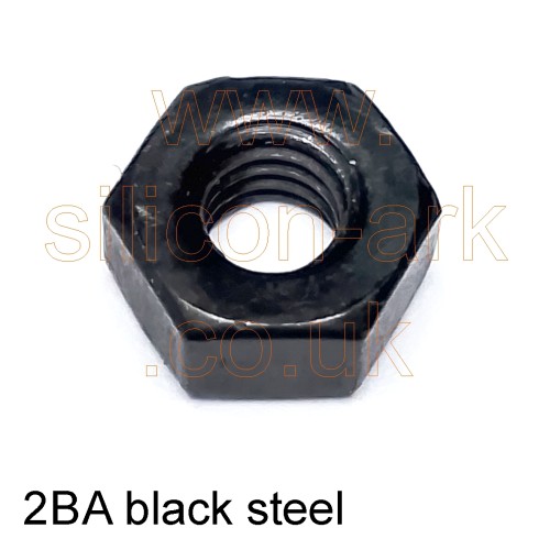 2BA black steel plain nut - 10 pack