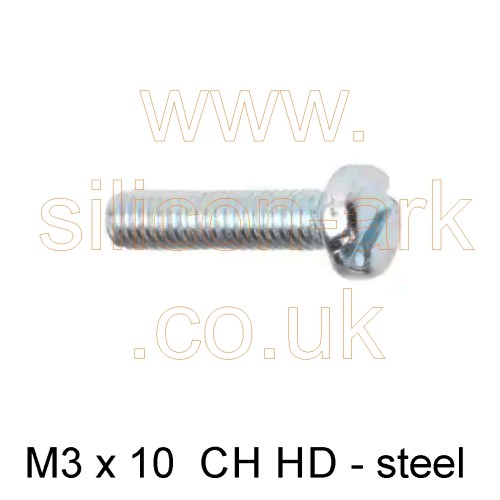 M3 x 10mm CH HD steel machine screw (50 pack)