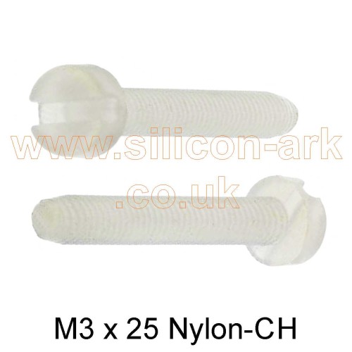 M3 x 25 nylon cheese head machine screw - (25 pack)