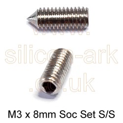 M3 x 8mm stainless steel cone socket set screw