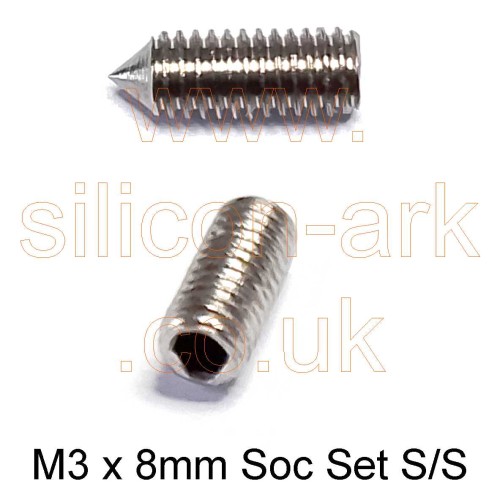 M3 x 8mm stainless steel cone socket set screw