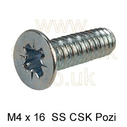 M4 x 16mm pozi csk machine screw A2 (10 Pack)
