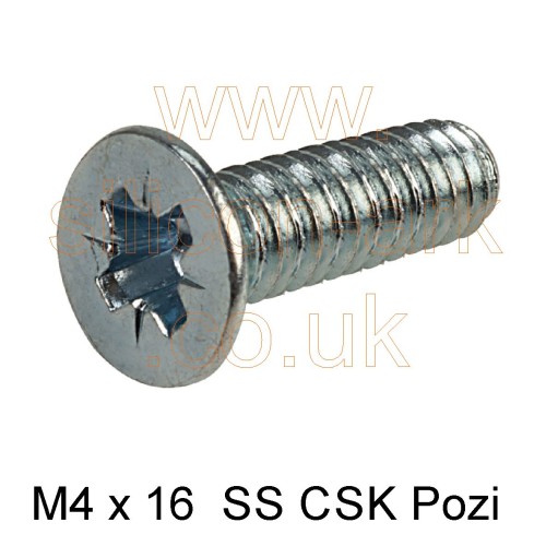 M4 x 16mm pozi csk machine screw A2 (10 Pack)