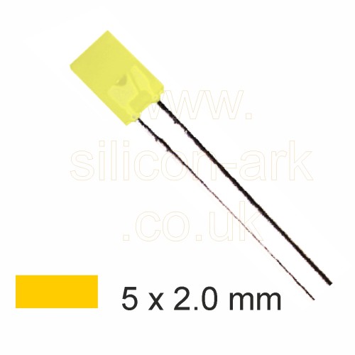 LED - 5 x 2.0mm rectangular AMBER 