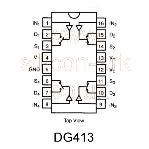 DG413DJ quad SPST analog switches - Siliconix