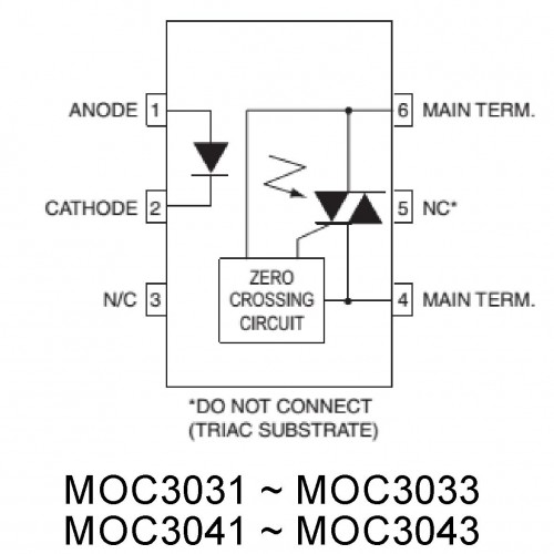 MOC3043 triac driver optoisolator - Fairchild