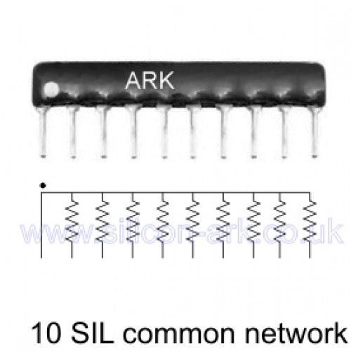 100K Ohm  9 resistor network common rail - Eurohm