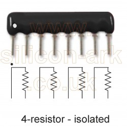1K Ohm  4 resistor isolated network  (B102G) - Eurohm