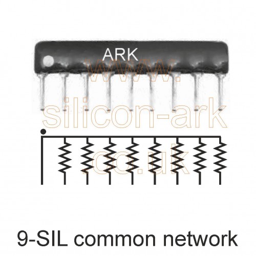 1K Ohm x8 resistor network common rail - Multicomp