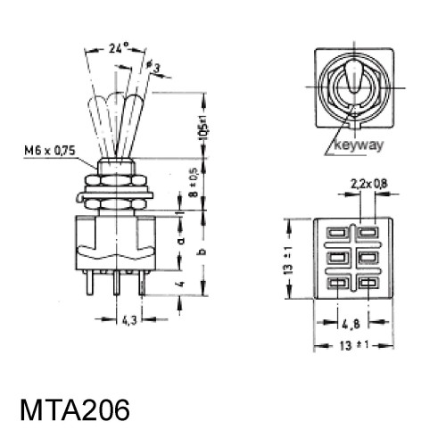 MTA206T toggle switch DPDT Configuration (Pole-Throw) - Knitter